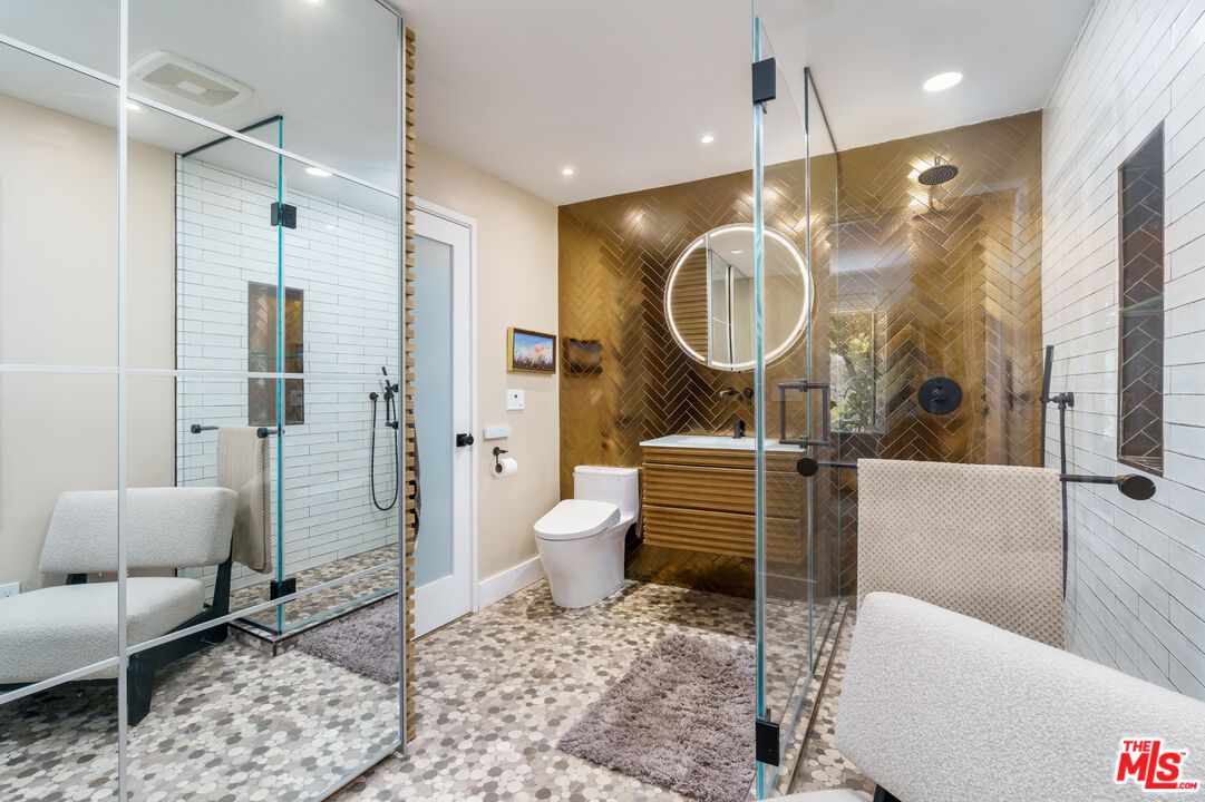 Bathroom, Glass Shower, Interior, Recessed Lighting