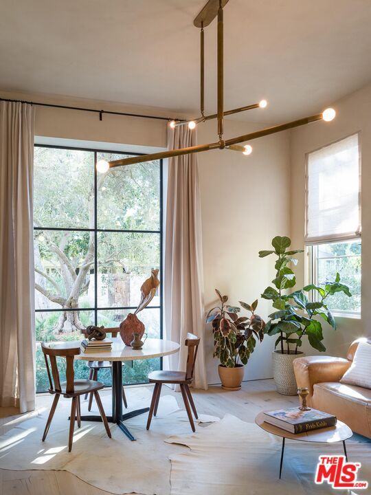 Dining room, Interior, Pendant Lights, Recessed Lighting, Wood Texture Flooring