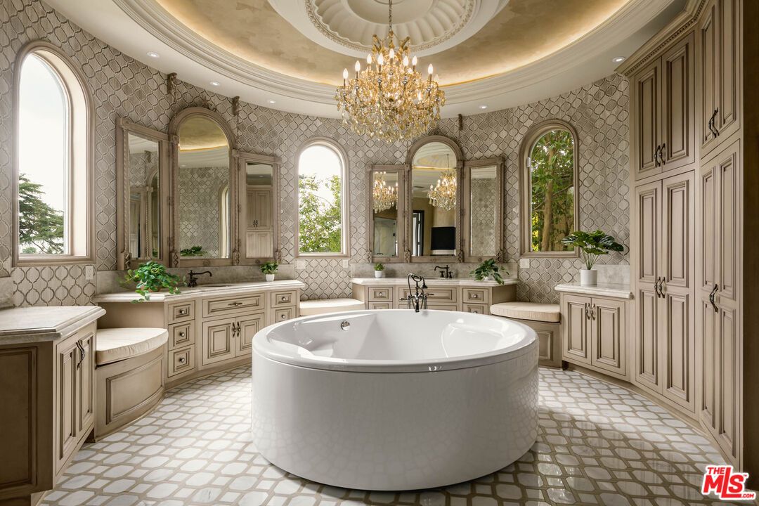 Bathroom, Chandelier, Interior, Recessed Lighting