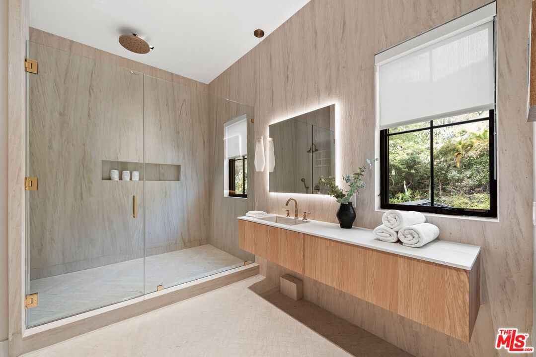 Bathroom, Glass Shower, Interior, Recessed Lighting