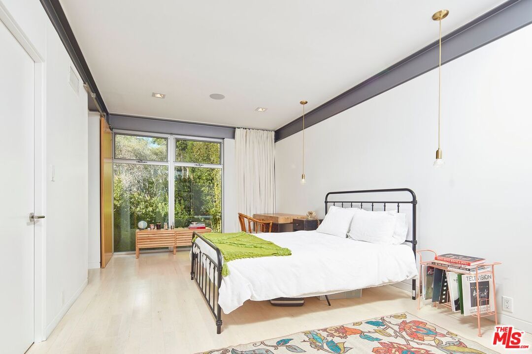 Bedroom, Interior, Pendant Lights, Recessed Lighting, Wood Texture Flooring