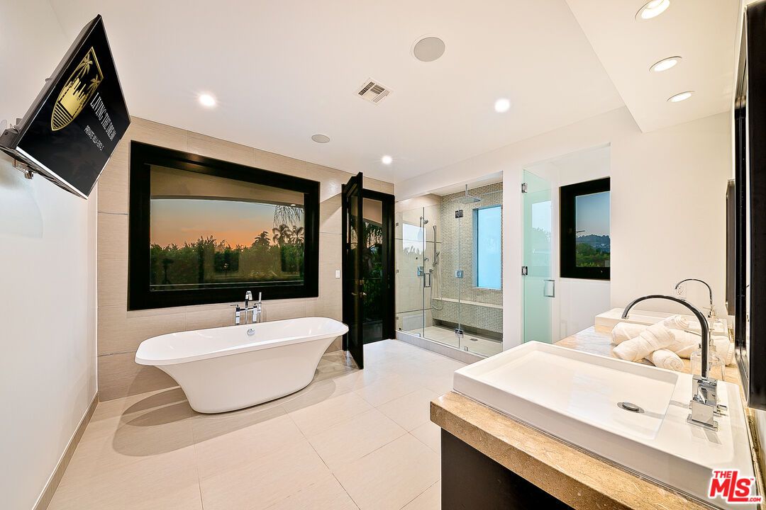 Bathroom, Dual Sink Vanities, Free Standing Baths, Glass Shower, Interior, Recessed Lighting