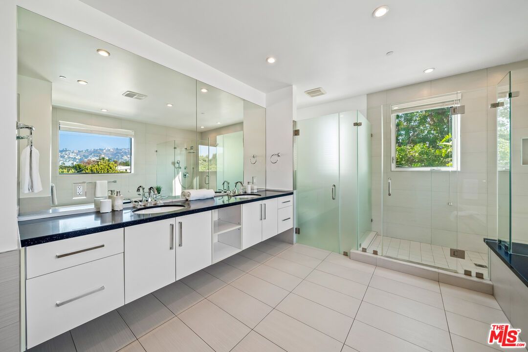Bathroom, Dual Sink Vanities, Glass Shower, Interior, Recessed Lighting