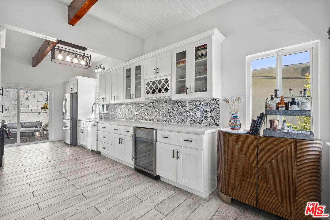 Interior, Kitchen, Stainless Steel Appliances, Wooden Beams, Wood Texture Flooring