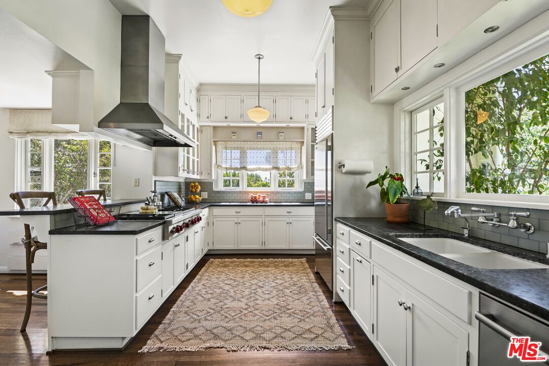 Interior, Kitchen, Pendant Lights, Stainless Steel Appliances, Wood Texture Flooring