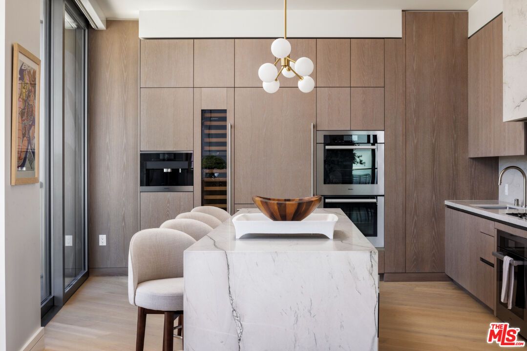 Interior, Kitchen, Pendant Lights, Stainless Steel Appliances, Wood Texture Flooring