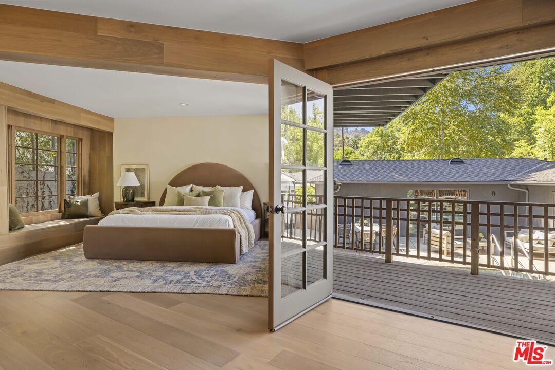 Bedroom, Interior, Recessed Lighting, Wooden Beams, Wood Texture Flooring