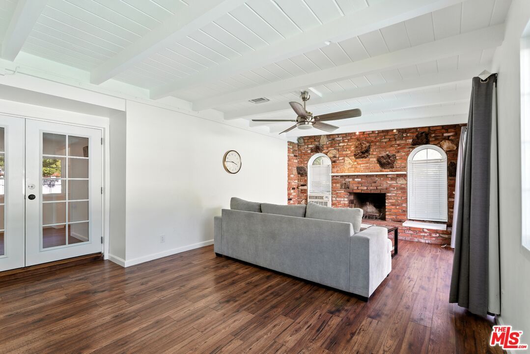 Fireplace, Interior, Living room, Stone Walls, Wood Texture Flooring
