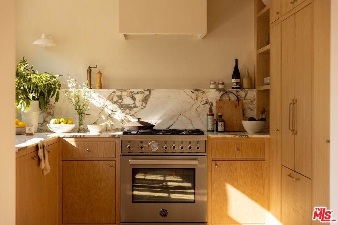 Interior, Kitchen, Marble Walls, Stainless Steel Appliances