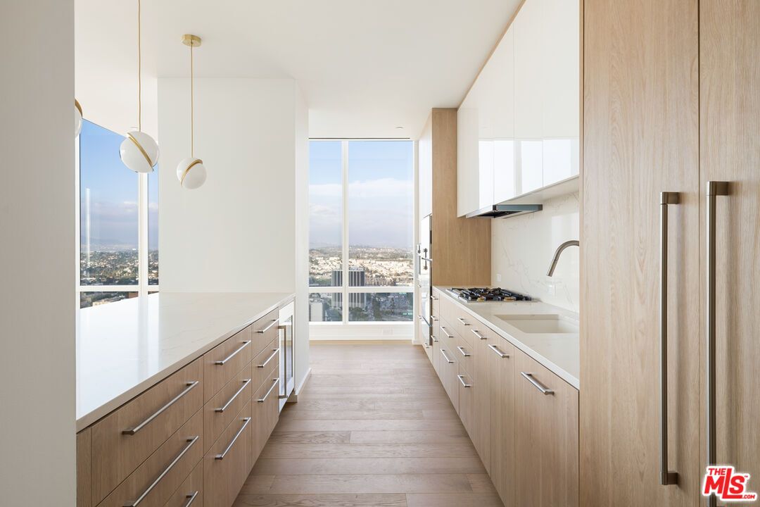 Interior, Kitchen, Pendant Lights, Stainless Steel Appliances, Wood Texture Flooring