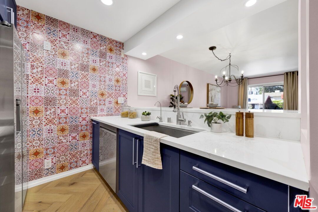 Chandelier, Interior, Kitchen, Recessed Lighting, Wood Texture Flooring