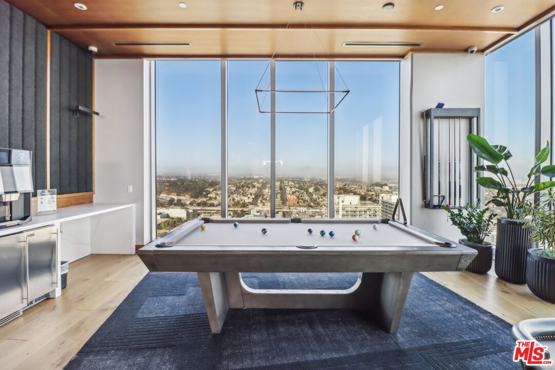 Billiard Table, Game Room, Interior, Recessed Lighting, Wood Texture Flooring