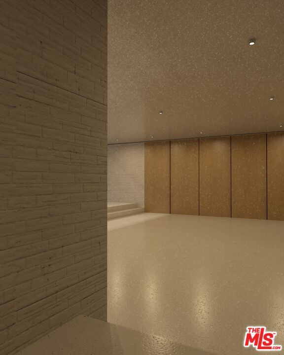 Empty room, Interior, Recessed Lighting, Wooden Walls