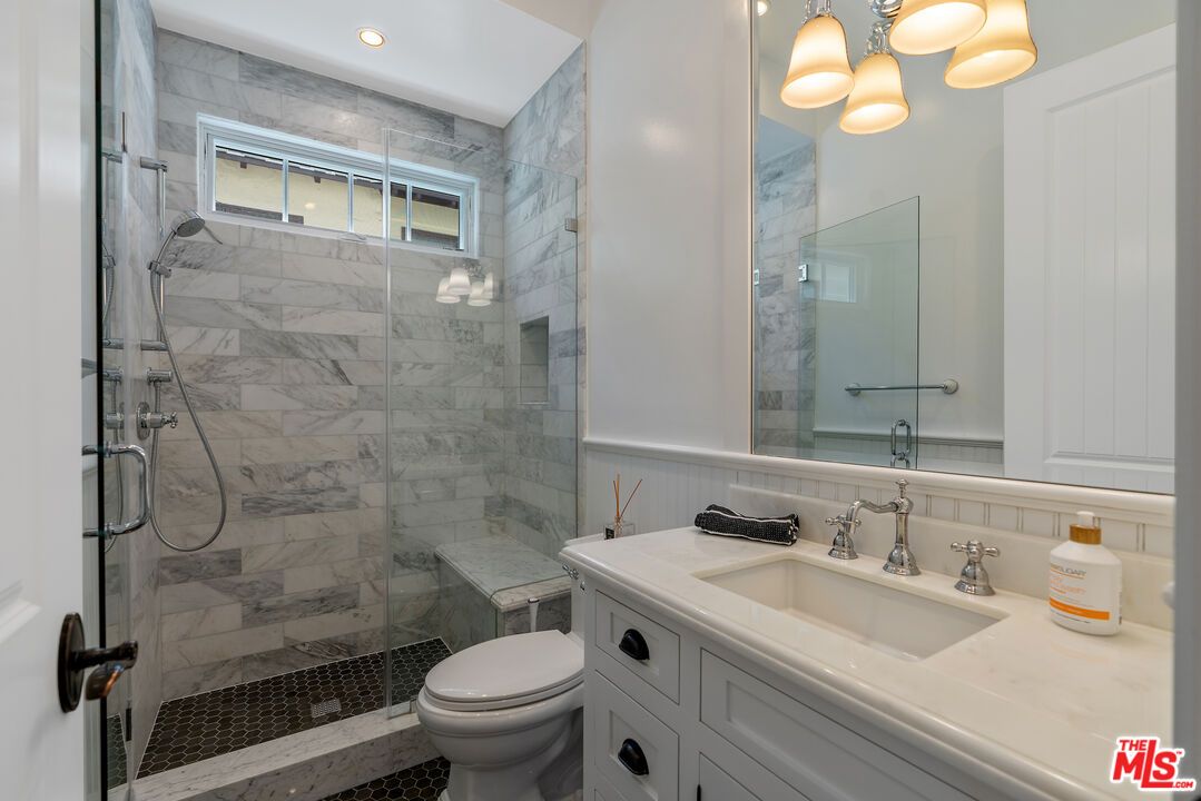 Bathroom, Glass Shower, Interior, Marble Walls, Recessed Lighting