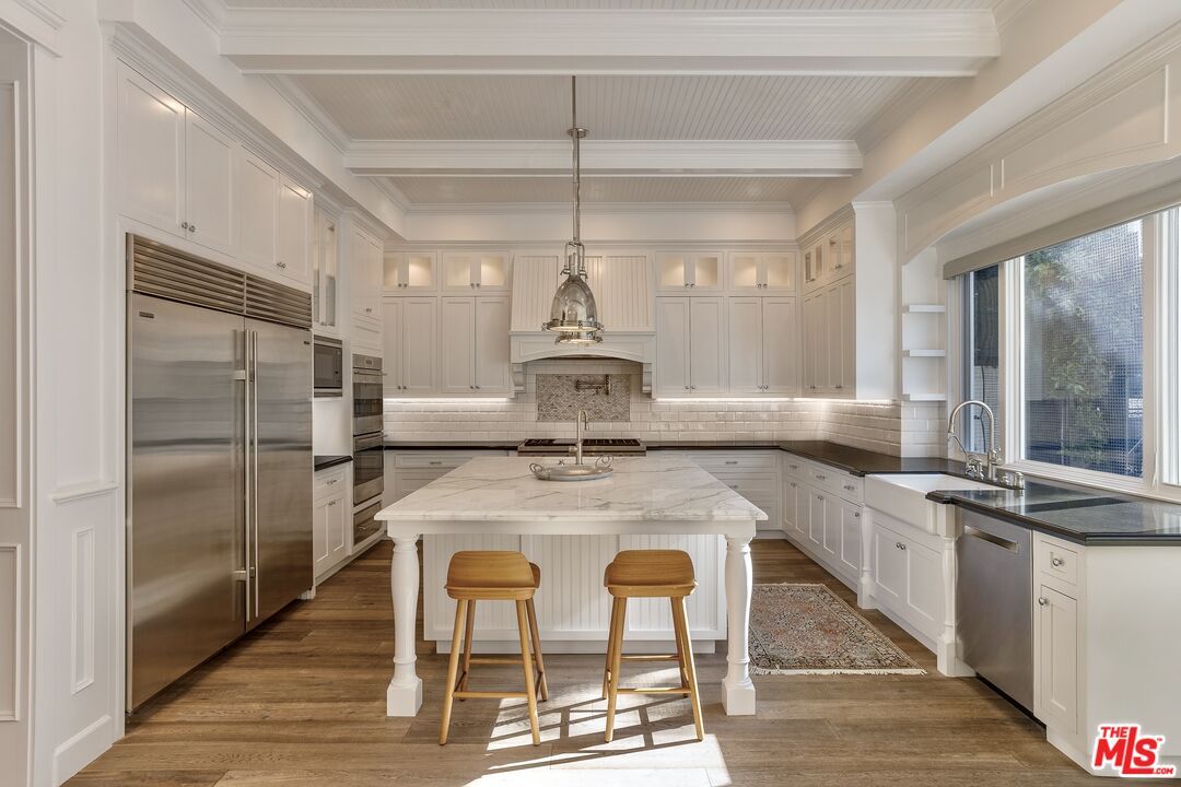 Interior, Kitchen, Pendant Lights, Stainless Steel Appliances, Wood Texture Flooring