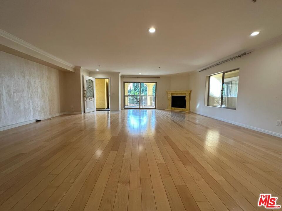 Empty room, Fireplace, Interior, Recessed Lighting, Wood Texture Flooring