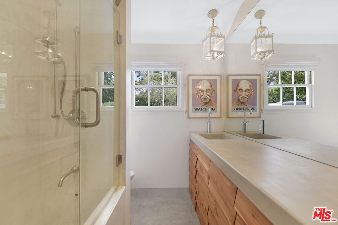 Bathroom, Glass Shower, Interior, Pendant Lights