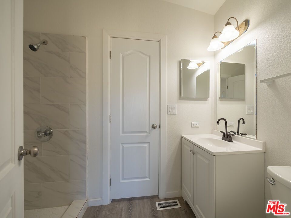 Bathroom, Interior, Marble Walls, Wood Texture Flooring
