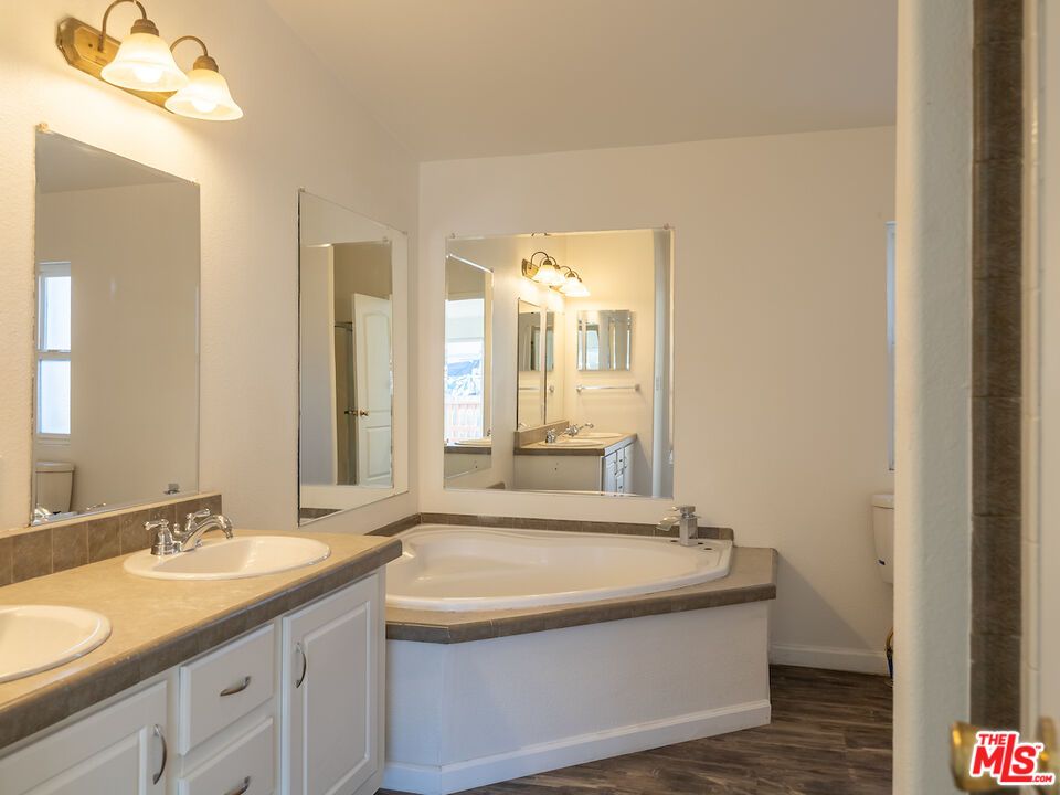 Bathroom, Dual Sink Vanities, Interior, Wood Texture Flooring