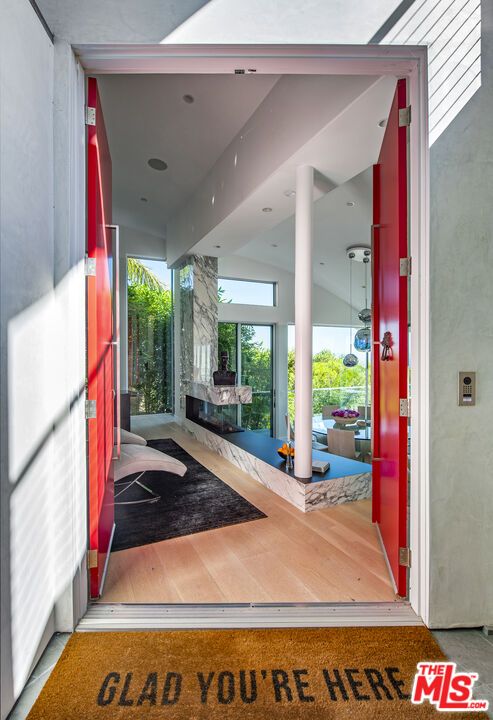 Fireplace, Interior, Recessed Lighting, Wood Texture Flooring