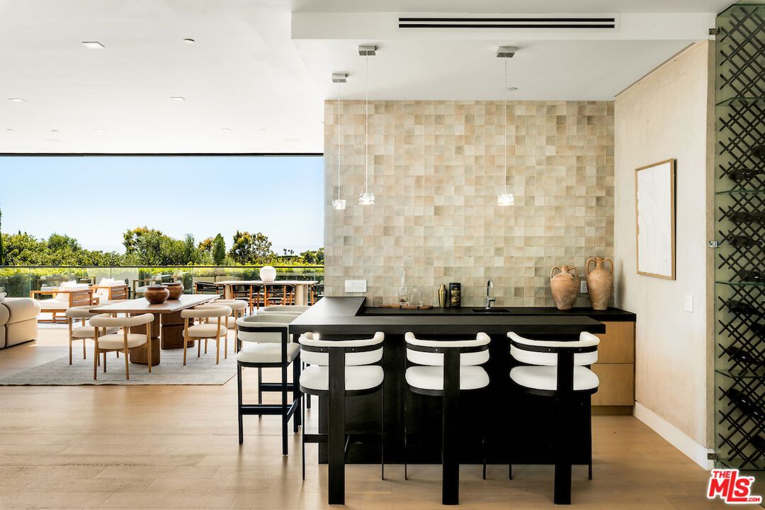 Dining room, Interior, Pendant Lights, Recessed Lighting, Wood Texture Flooring