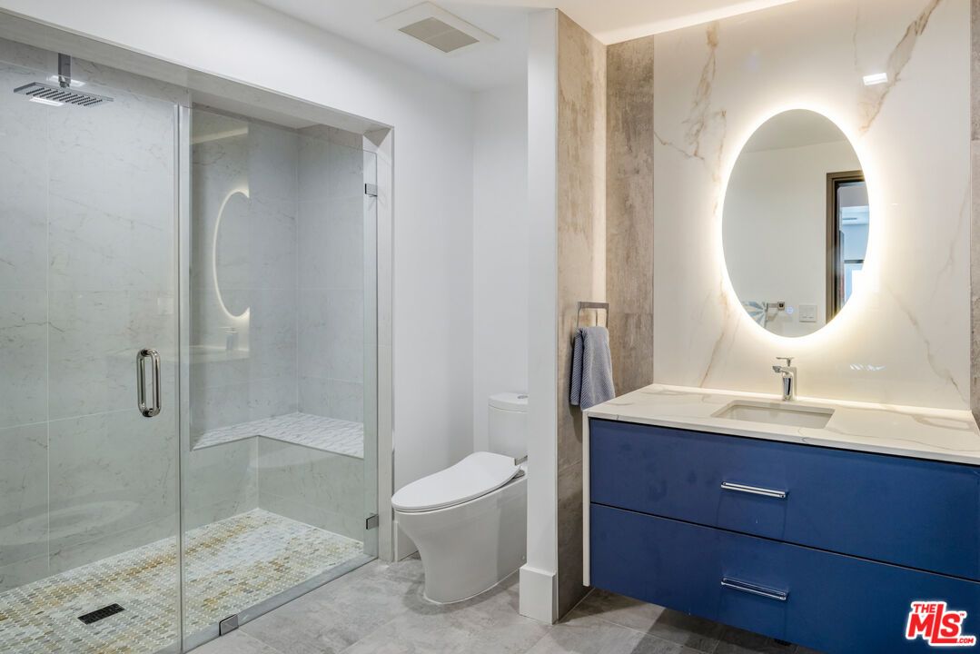 Bathroom, Glass Shower, Interior, Marble Walls, Recessed Lighting