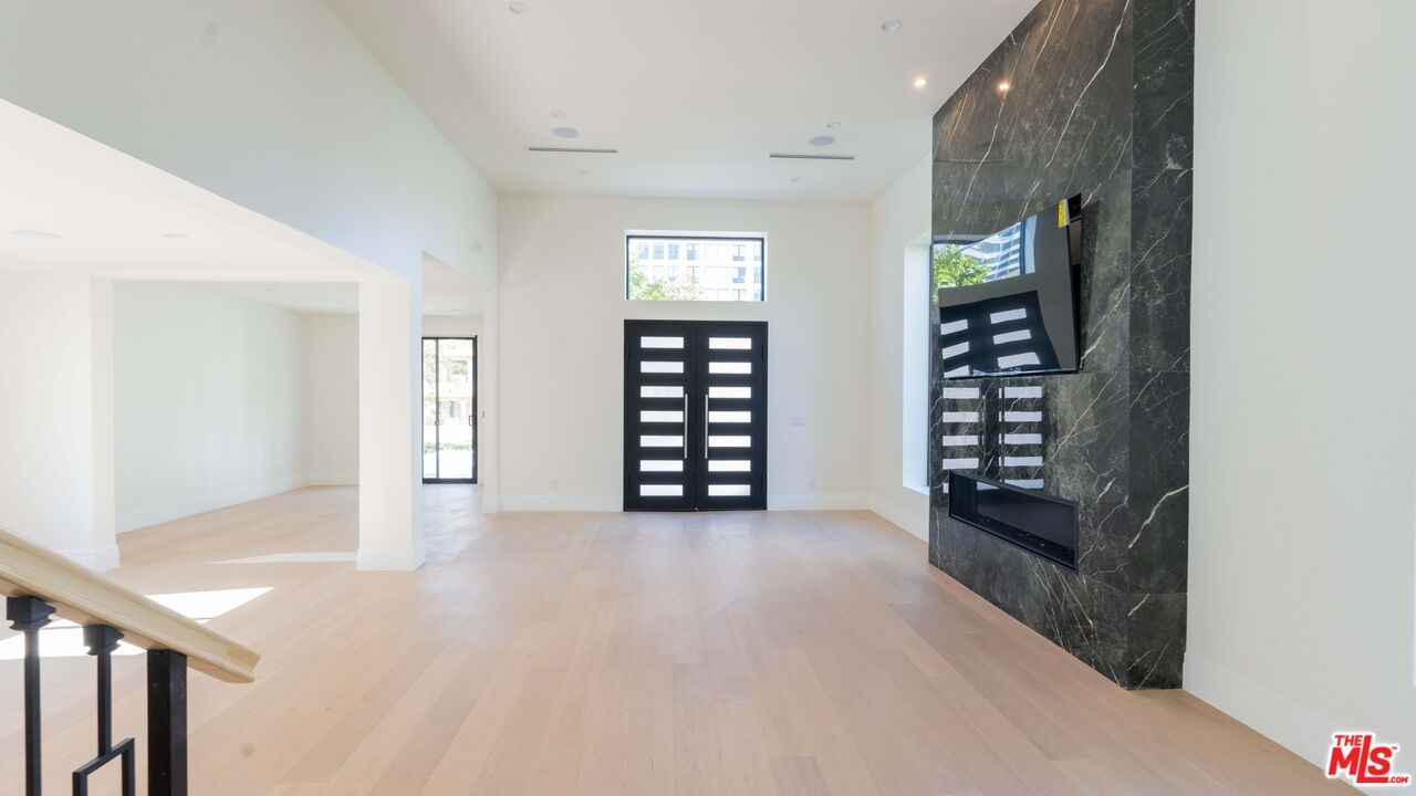 Empty room, Interior, Marble Walls, Recessed Lighting, Wood Texture Flooring