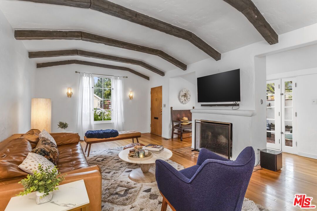 Fireplace, Interior, Living room, Wooden Beams, Wood Texture Flooring