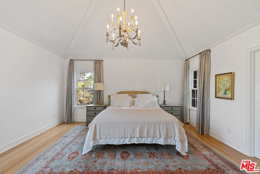Bedroom, Chandelier, Interior, Wood Texture Flooring