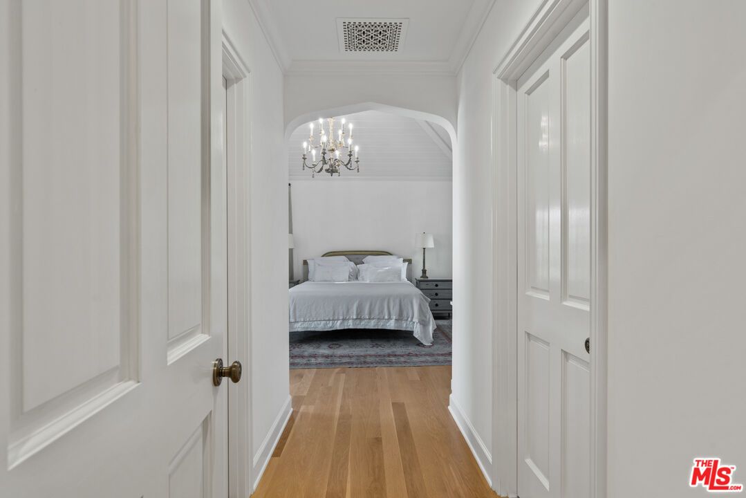 Bedroom, Chandelier, Interior, Wood Texture Flooring