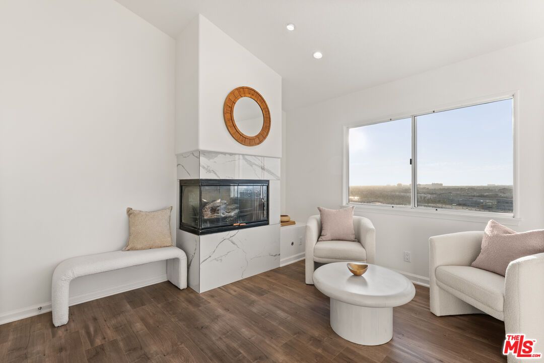 Fireplace, Interior, Recessed Lighting, Wood Texture Flooring