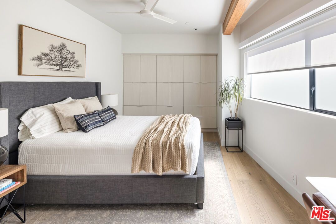 Bedroom, Interior, Recessed Lighting, Wooden Beams, Wood Texture Flooring