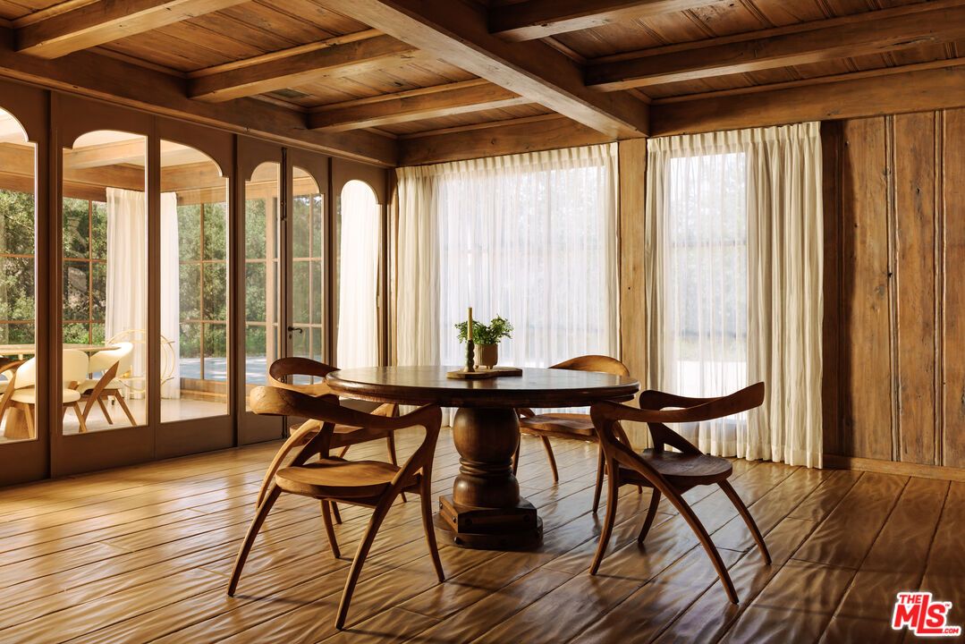 Dining room, Interior, Wooden Beams, Wooden Ceilings, Wood Texture Flooring, Wooden Walls
