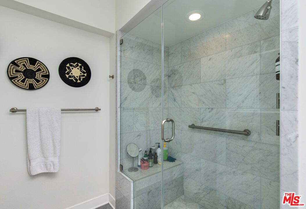 Bathroom, Glass Shower, Interior, Marble Walls, Recessed Lighting