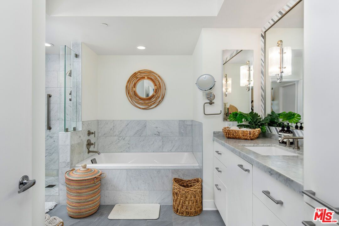 Bathroom, Glass Shower, Interior, Marble Walls, Recessed Lighting