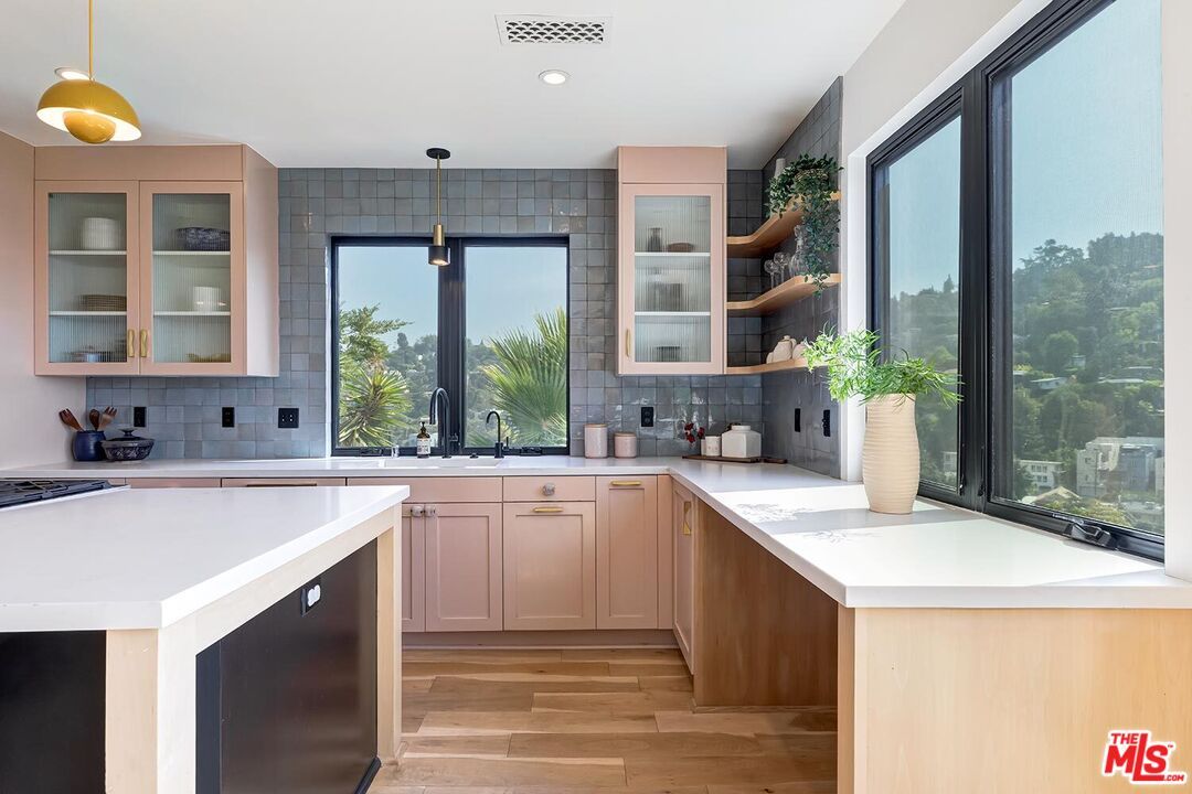 Interior, Kitchen, Pendant Lights, Recessed Lighting, Wood Texture Flooring