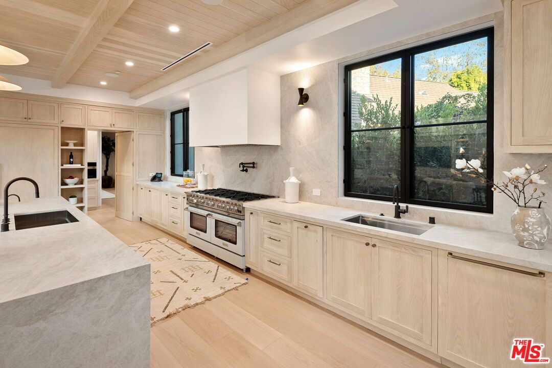 Interior, Kitchen, Recessed Lighting, Stainless Steel Appliances, Wooden Ceilings, Wood Texture Flooring