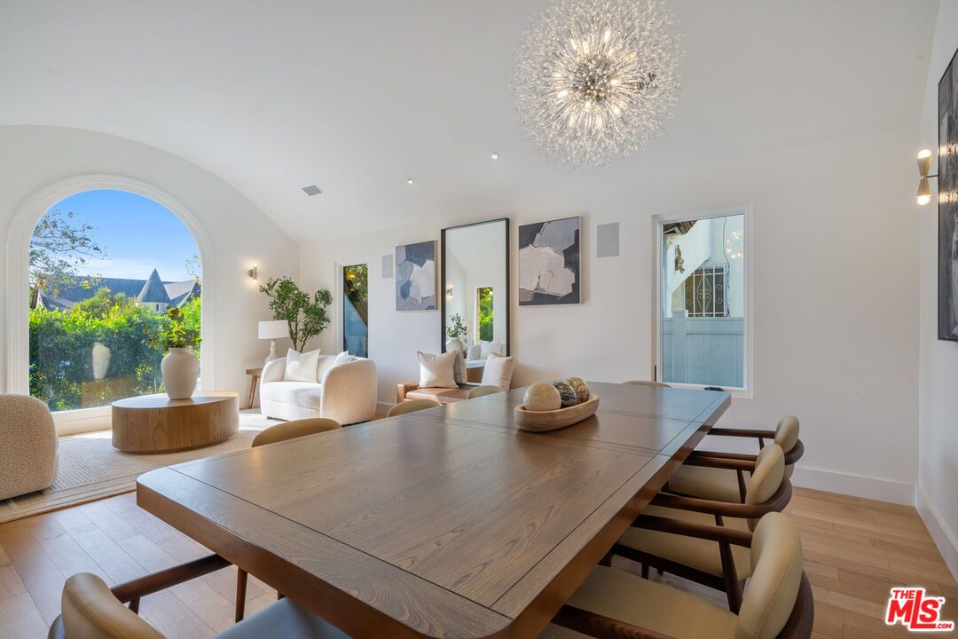 Chandelier, Dining room, Interior, Living room, Recessed Lighting, Wood Texture Flooring