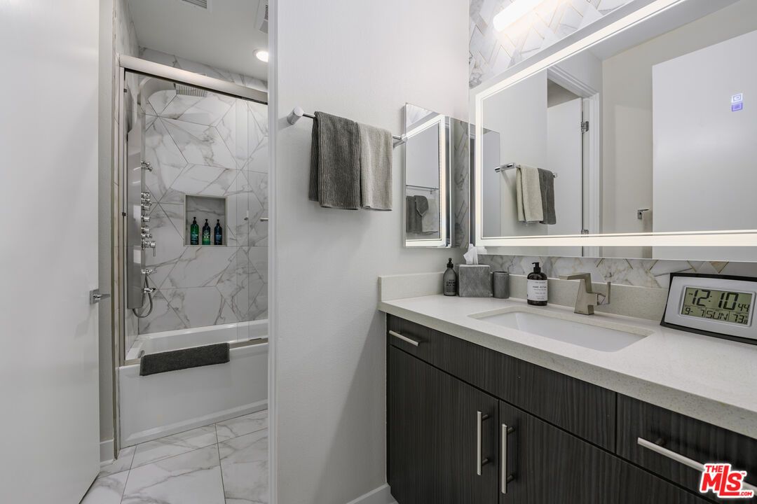 Bathroom, Glass Shower, Interior, Marble, Marble Walls, Recessed Lighting