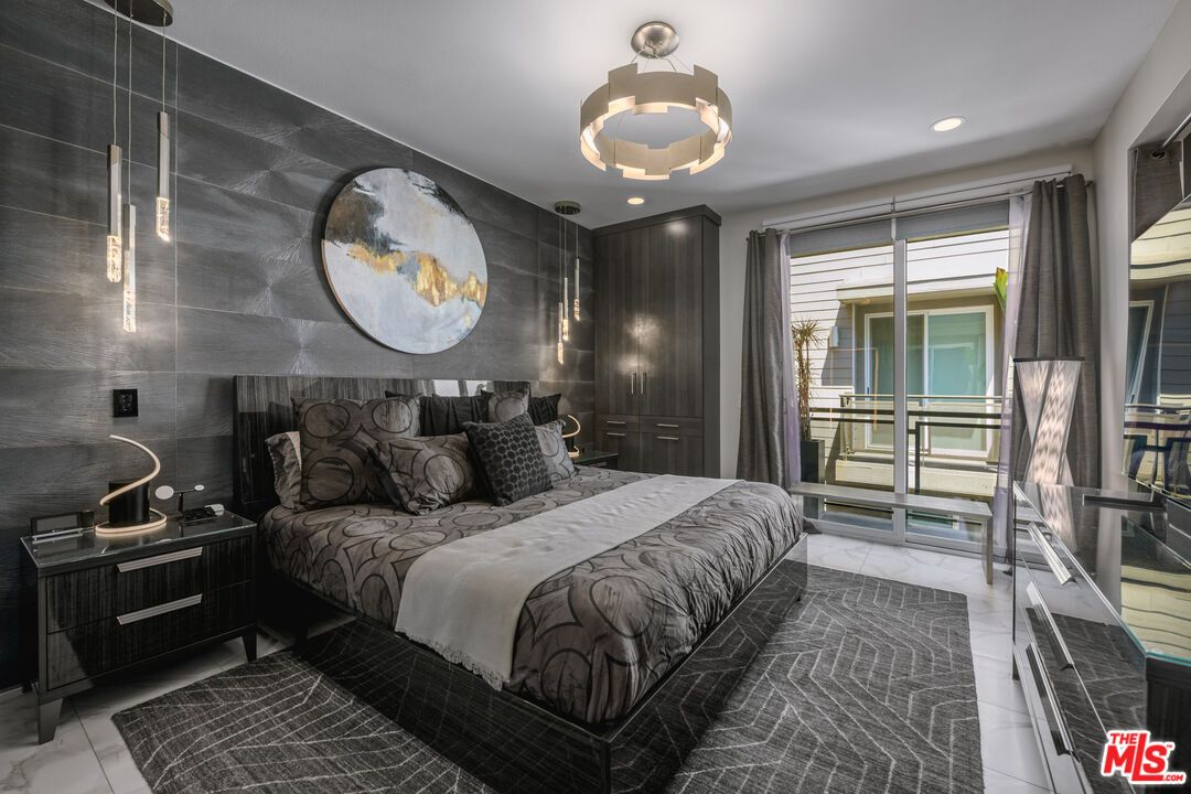 Bedroom, Interior, Marble, Pendant Lights, Recessed Lighting