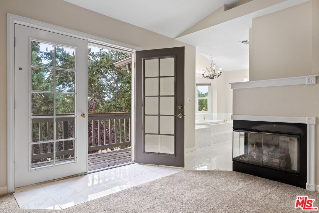 Chandelier, Fireplace, Interior