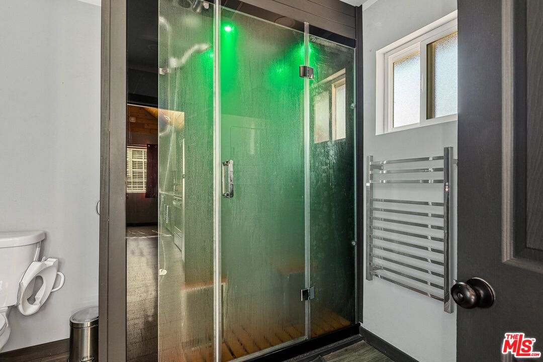 Bathroom, Glass Shower, Interior, Wood Texture Flooring