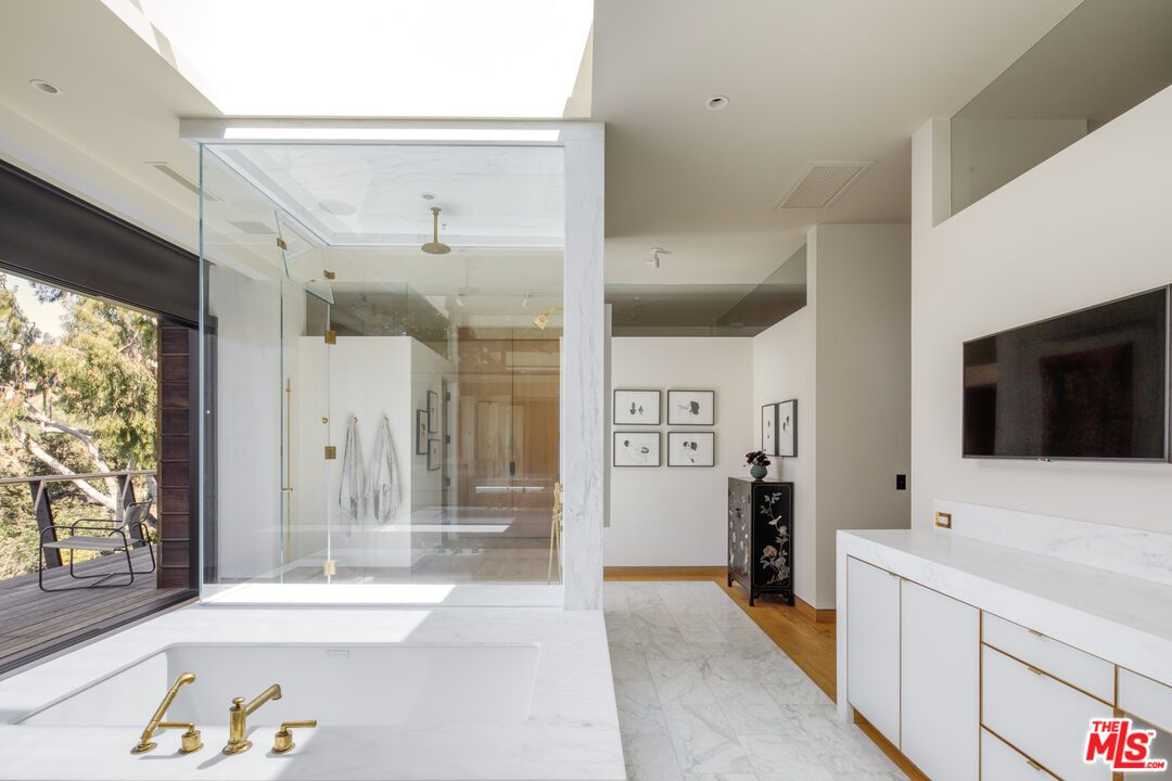 Bathroom, Glass Shower, Interior, Marble, Recessed Lighting