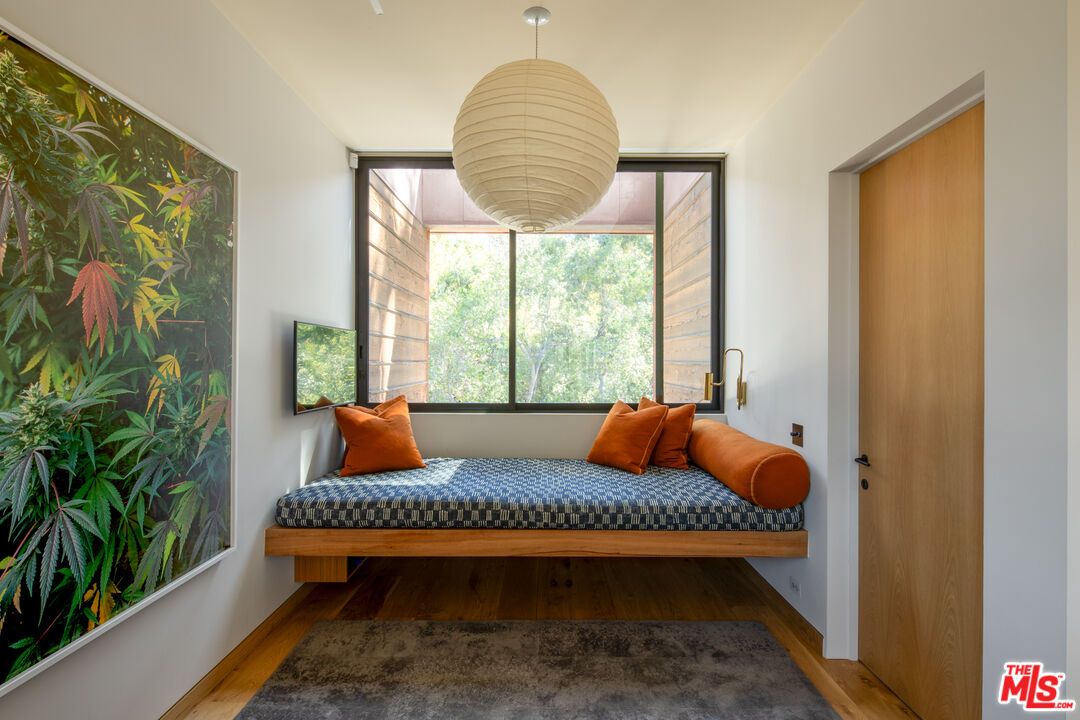 Bedroom, Interior, Pendant Lights, Wood Texture Flooring
