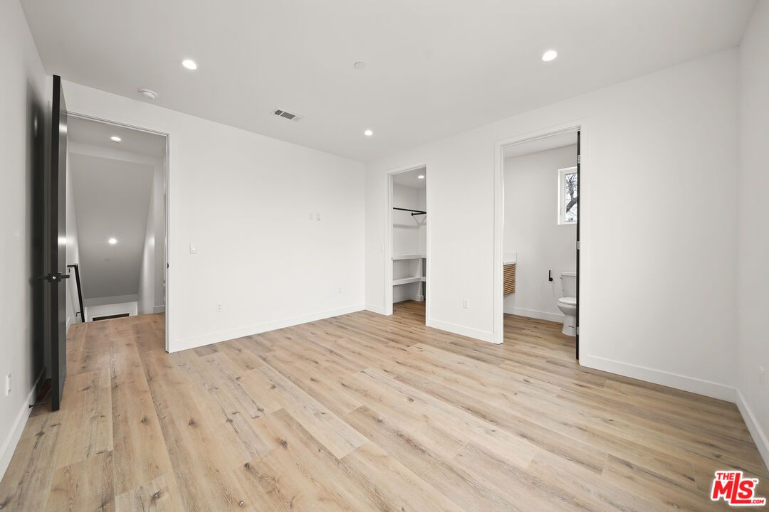 Bathroom, Empty room, Interior, Recessed Lighting, Wood Texture Flooring