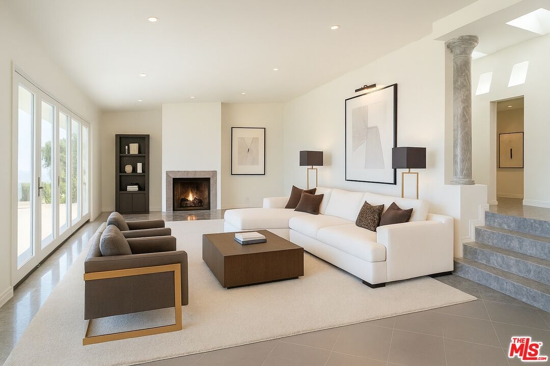 Fireplace, Interior, Living room, Recessed Lighting
