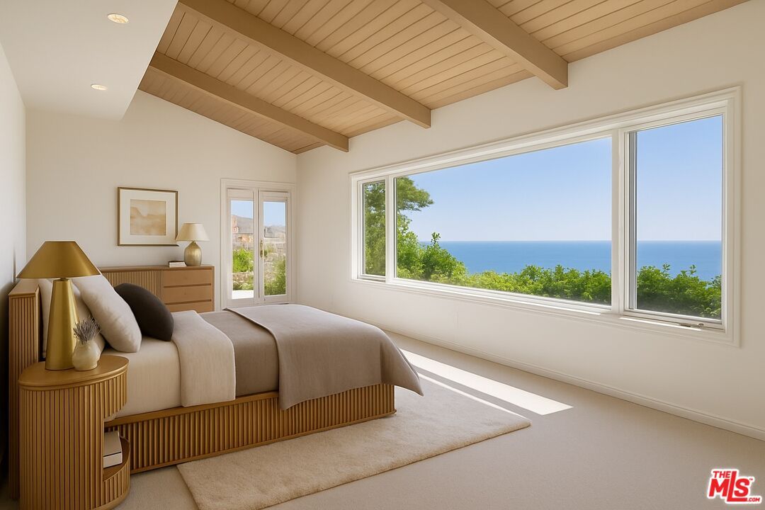 Bedroom, Interior, Recessed Lighting, Water, Wooden Beams, Wooden Ceilings