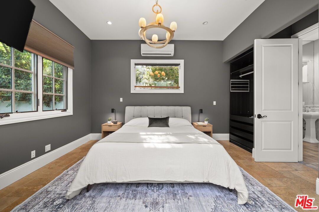 Bedroom, Interior, Pendant Lights, Recessed Lighting, Wood Texture Flooring