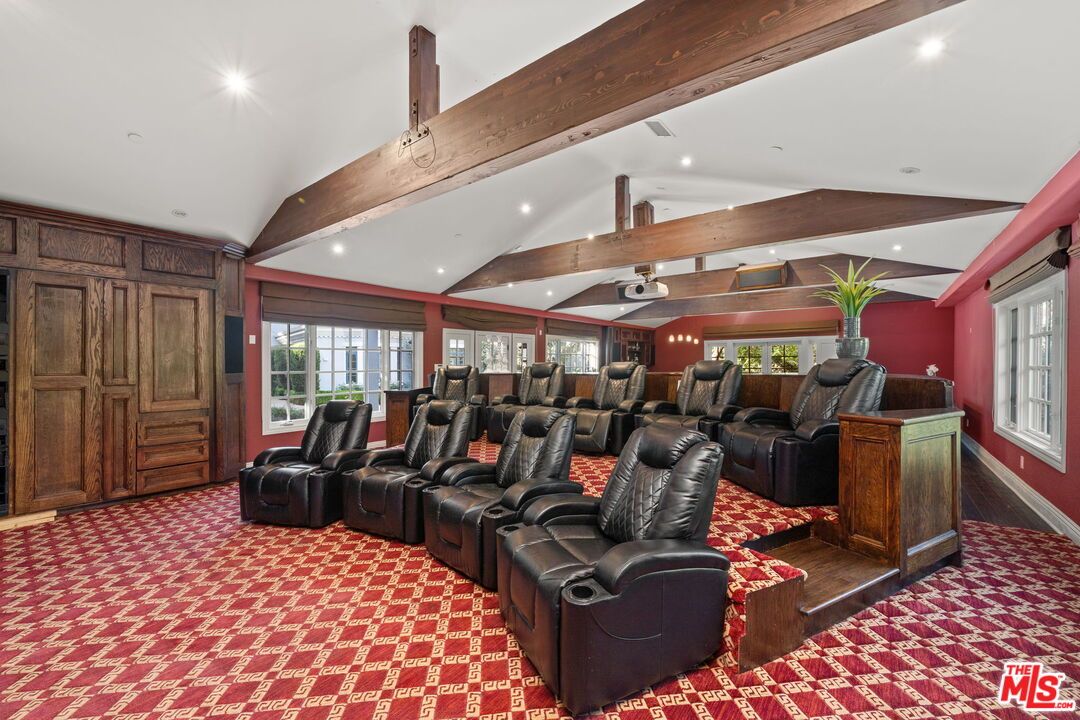 Home Theatre Room, Interior, Recessed Lighting, Theatre Room, Wooden Beams