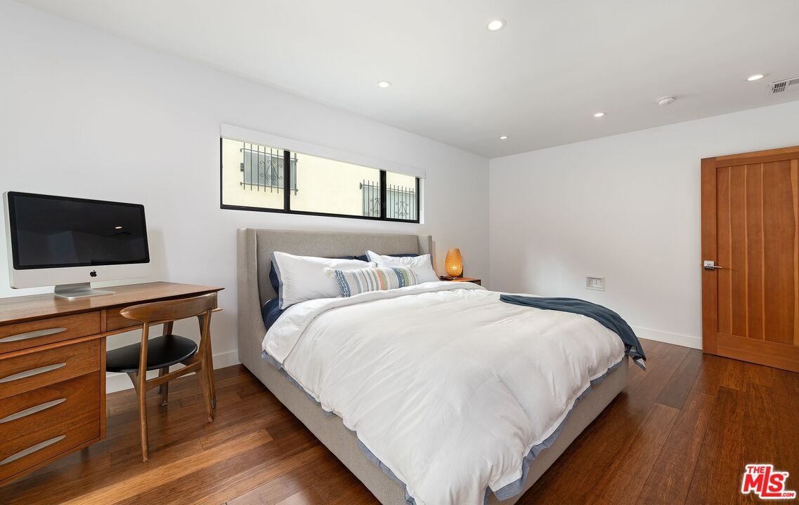 Bedroom, Home Office, Interior, Recessed Lighting, Wood Texture Flooring